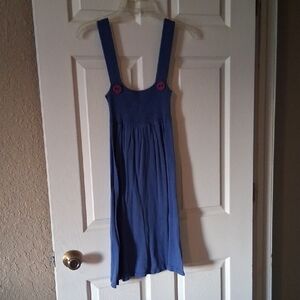 Forever 21 Blue Midi Sundress with Pink Button Accents